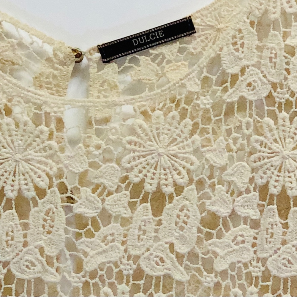 Anthropologie Western Crochet Ivory Embroidery Top Coquette Boho Y2K 90s Dulcie - Picture 3 of 9